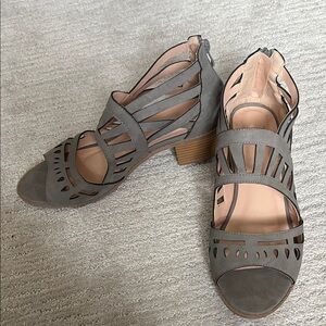 Journee Collection Charcoal Cutout Sandals
